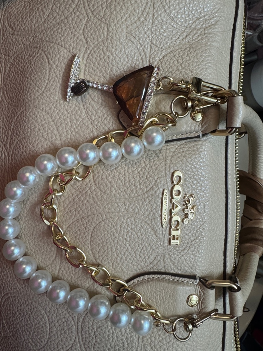 Rowan Large Satchel In Signature Pebbled Leather- Color Oat - Picture 8 of 11